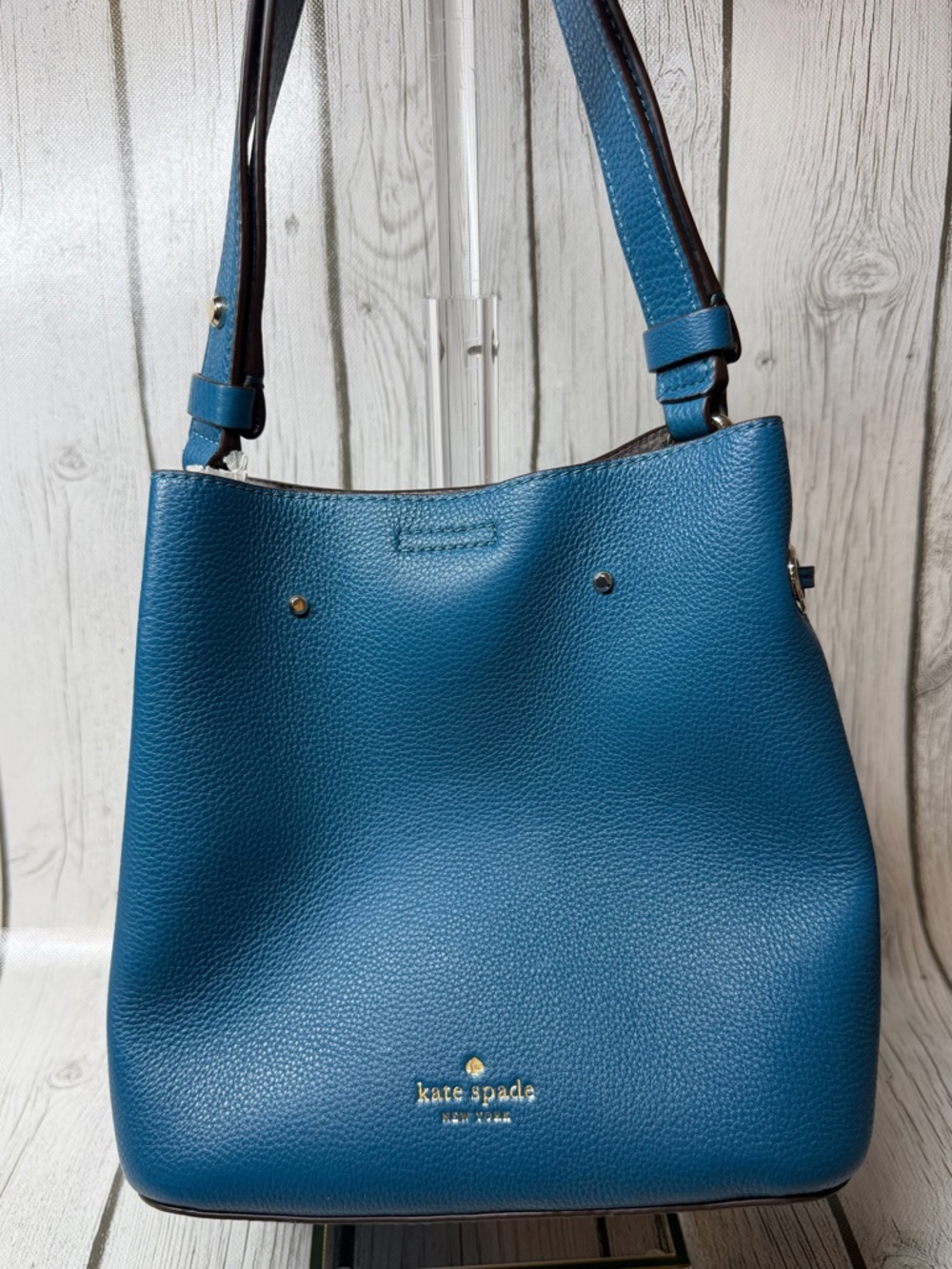 PRE LOVED Kate Spade Bucket Bag & Card Wallet Bundle Pebble Leather Dark Peaco - Picture 2 of 15